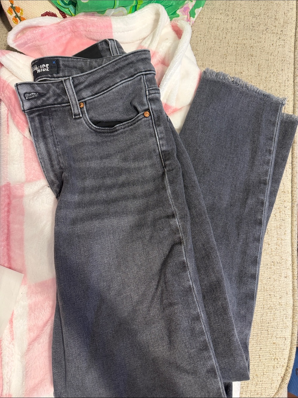 PAIGE Straight Leg Jeans in Washed Black-Gray